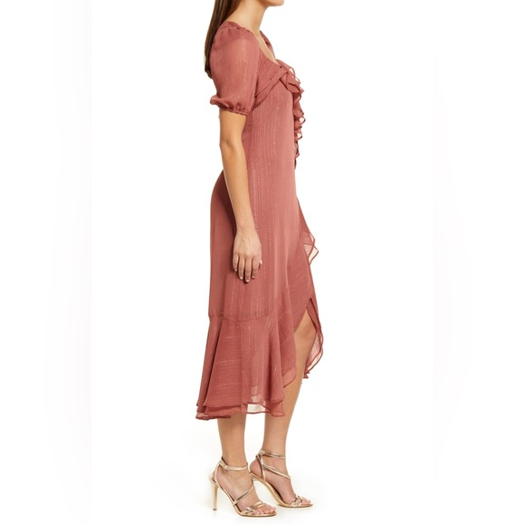 Charles Henry Ruffle Midi Dress in Mauve - XS - Picture 4 of 10